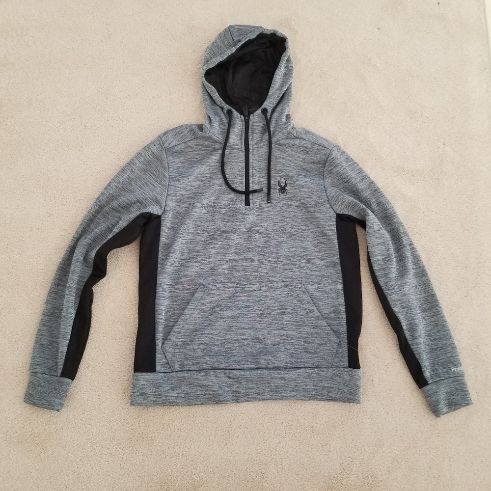 Spyder Active ProWeb Quarter Zip Gray Pullover Hoodie Size S